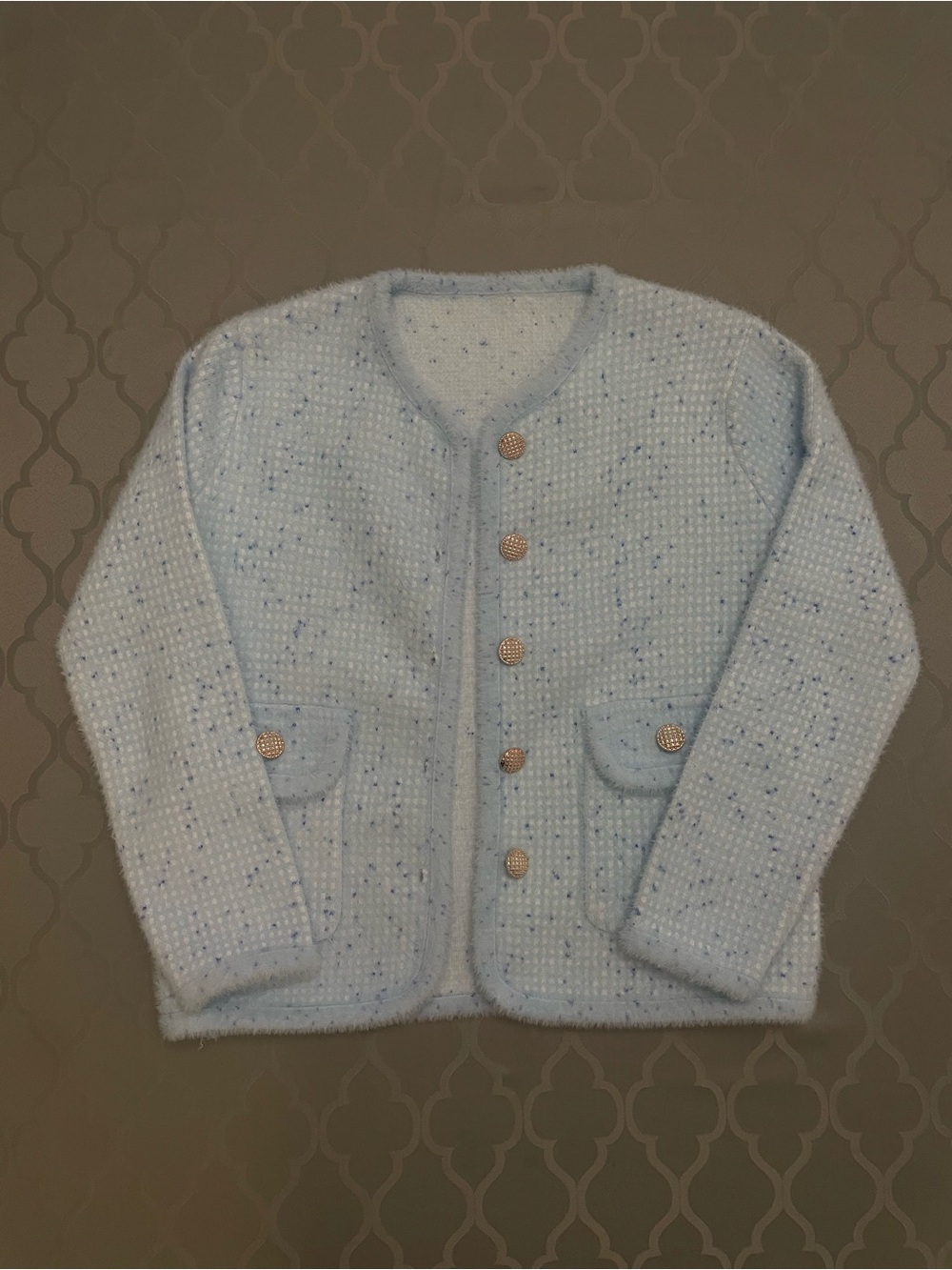 Light Blue Speckled Knit Kids Jacket